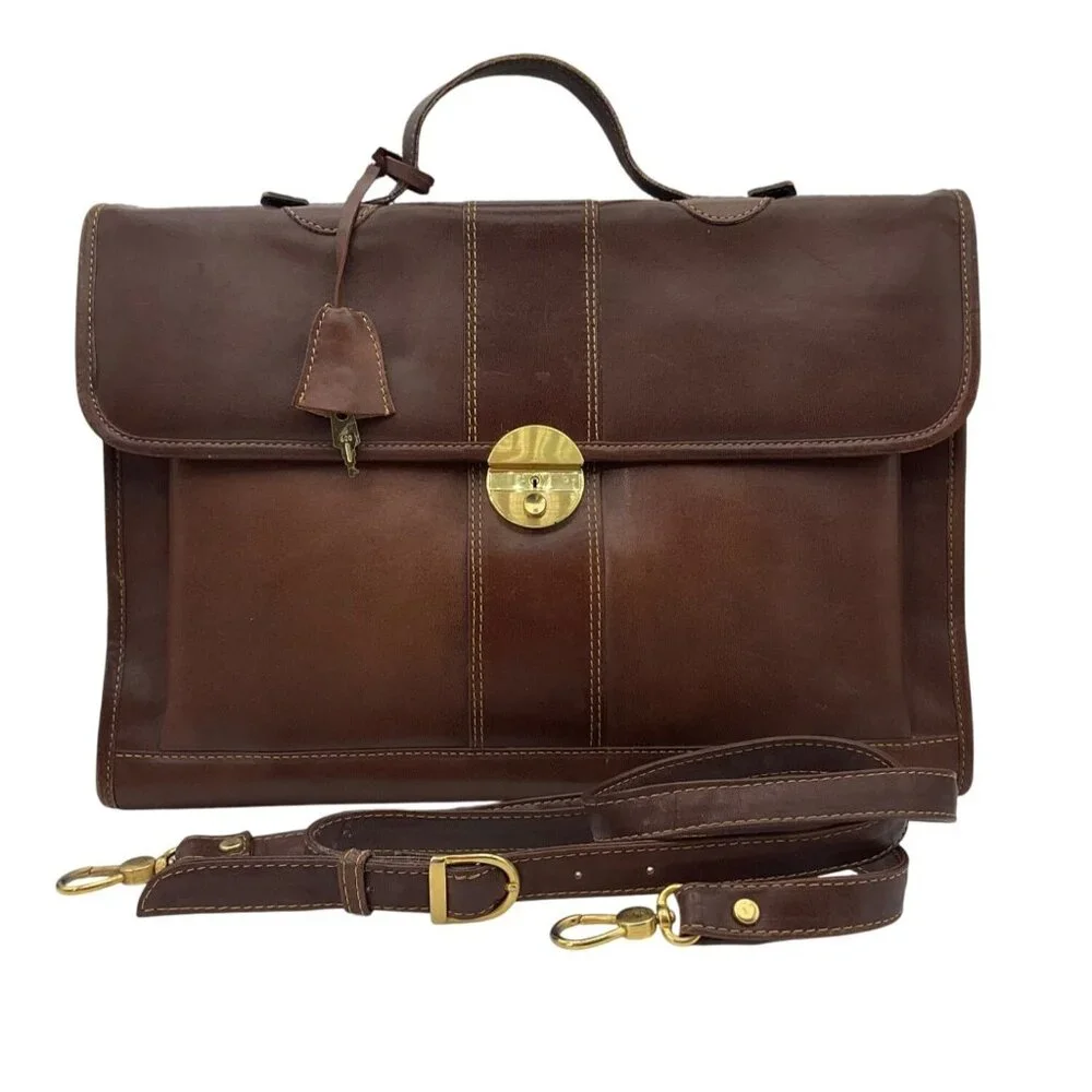 VTG Sudhaus 80's Leather Briefcase Key Detachable Strap Minimalist Old Money